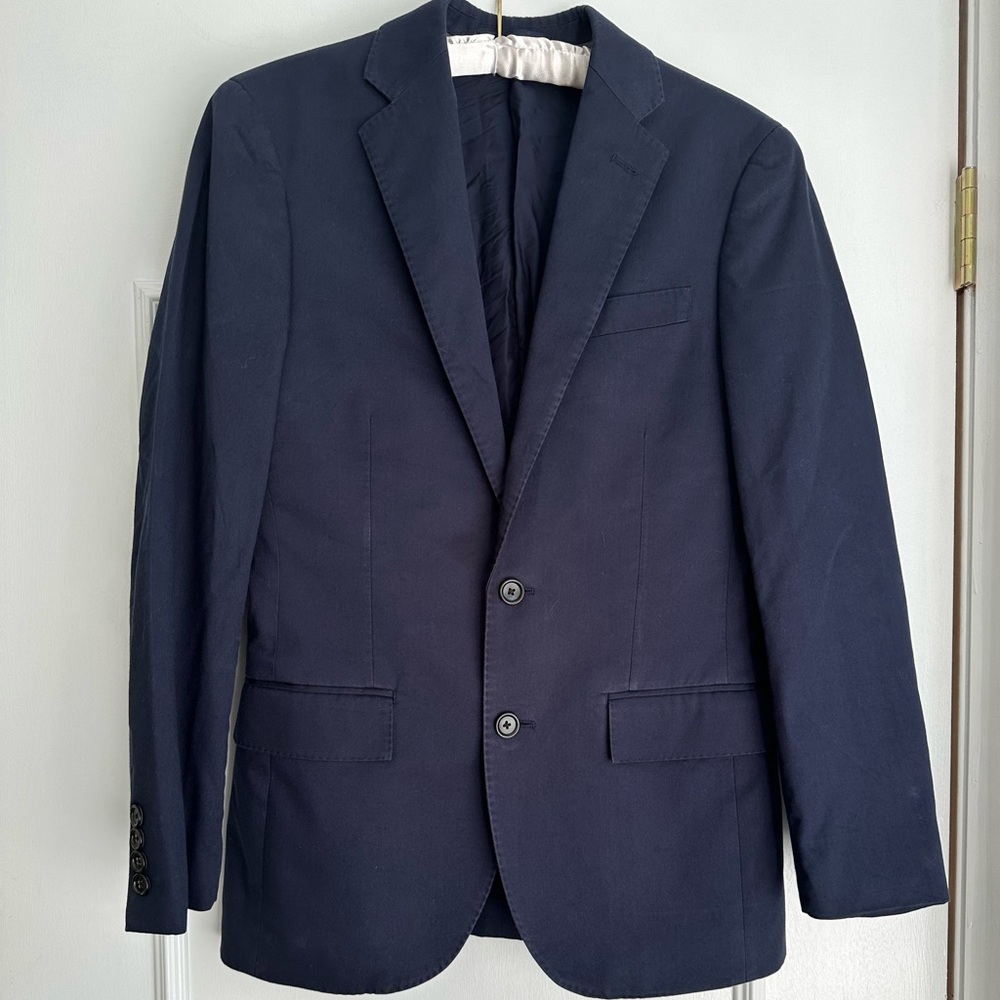 JCrew Ludlow Cotton Suit Jacket 34 slim Navy Mens